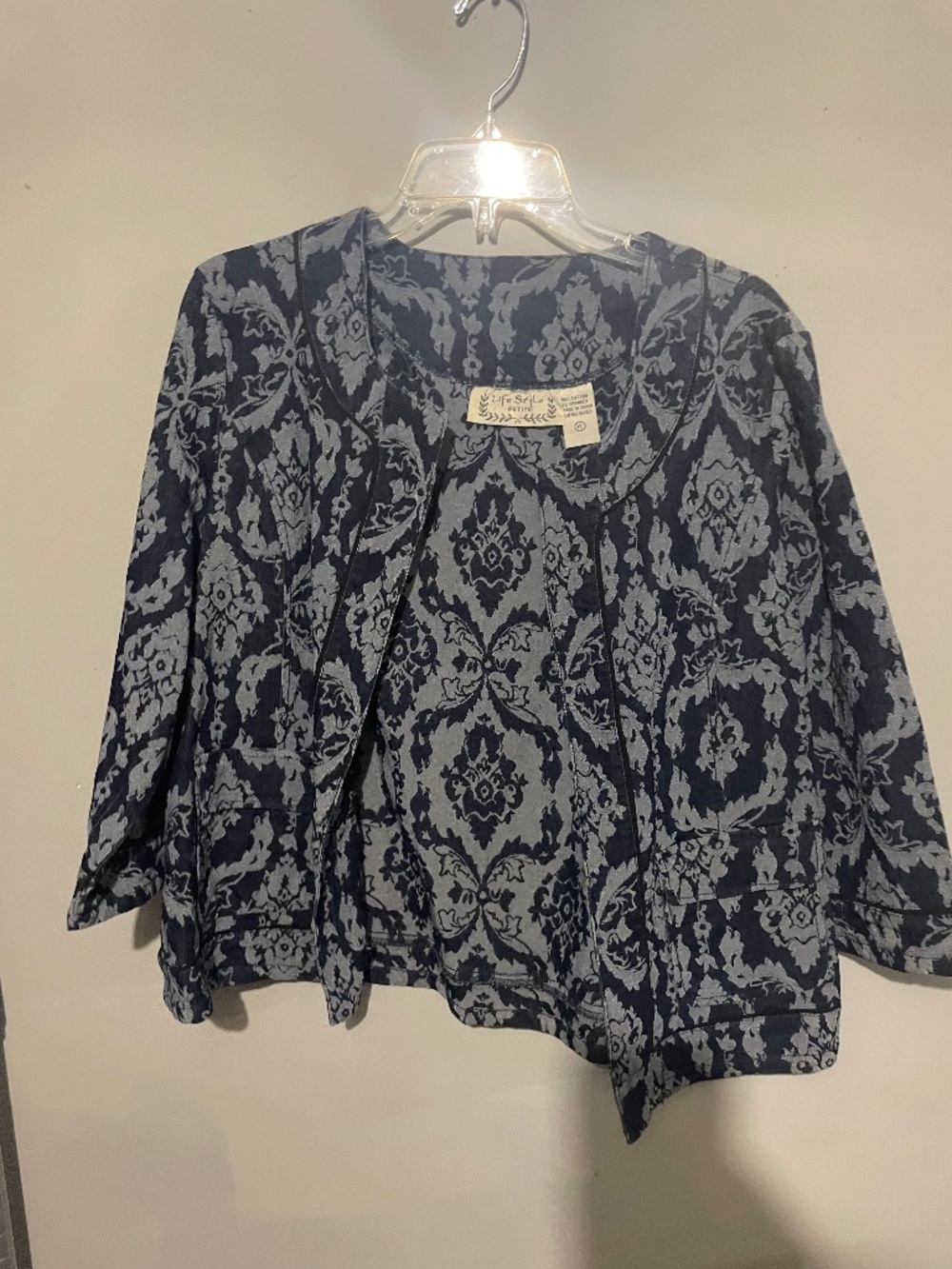 Lifestyle petite blue and black women’s size PL jacket